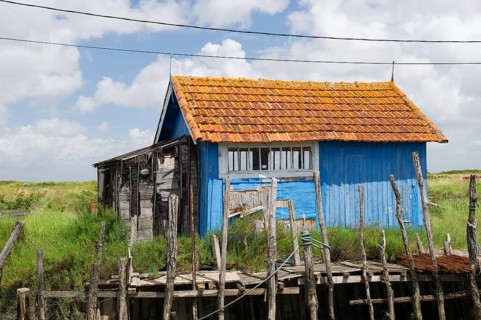 Typical mussel village La Baudissiere at island Oleron