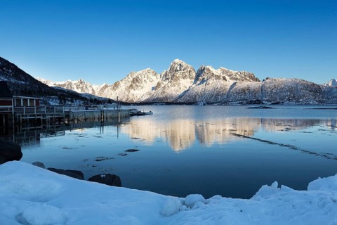 Winter landscape in the Lofoten Islands, Norway, Europe