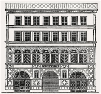 The planned facade of Madeleine station, Rue Tronchet, Paris, France, 1830s, Europe