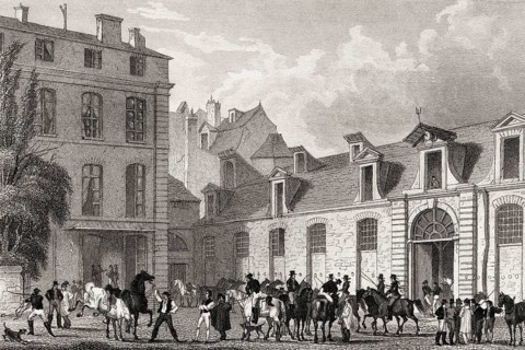La poste royale française, Paris, antique steel engraved print, 1831