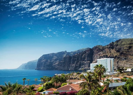 Los gigantes cliffs nature landmark and resorts in south tenerife island spain