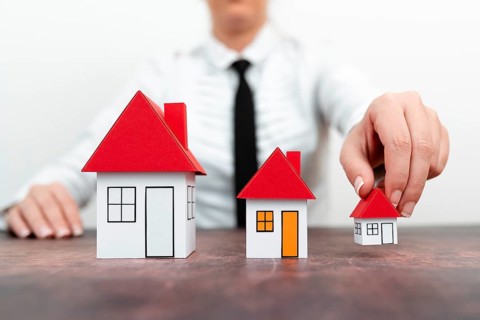 Upgrade Your House Represented By Lady In Outfit, Business Woman Presenting Plans For Home Change,