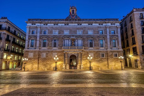The Palau de la Generalitat de Catalunya in Barcelona by night