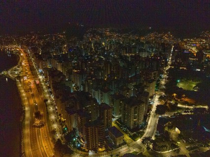 Florianopolis in Santa Catarina. Night aerial image