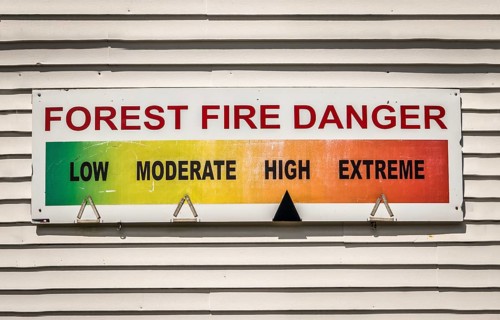 Forest Fire Danger Warning Sign At A Fire Station