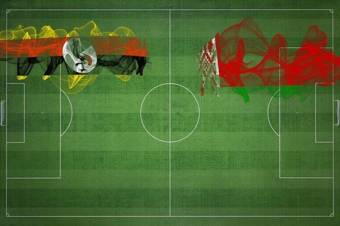 Uganda vs Belarus Soccer Match, national colors, national flags, soccer field, football game,