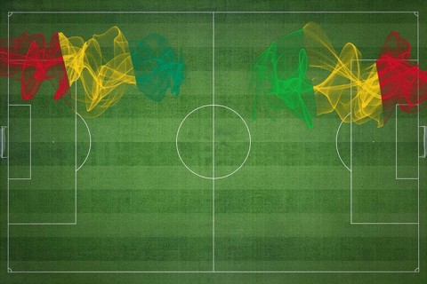 Guinea vs Mali Soccer Match, national colors, national flags, soccer field, football game,