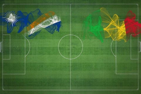 Marshall Islands vs Mali Soccer Match, national colors, national flags, soccer field, football