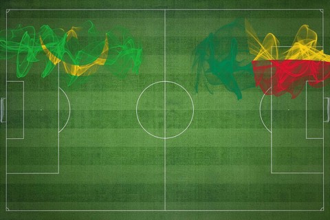 Mauritania vs Benin Soccer Match, national colors, national flags, soccer field, football game,