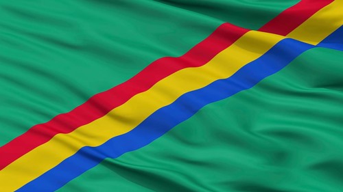 Drochia City Flag, Country Moldova, Closeup View, 3D Rendering