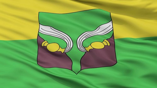 Doksycy Rajon City Flag, Country Belarus, Closeup View, 3D Rendering