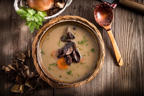 Stone mushroom soup