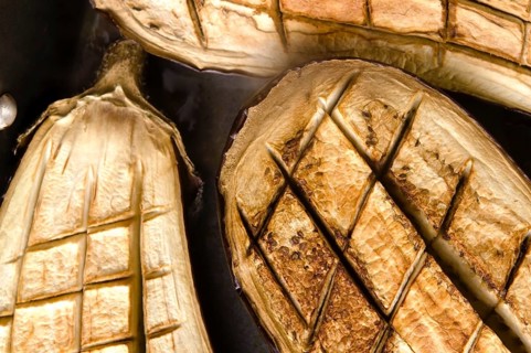 Baked hot eggplant, lodz, poland
