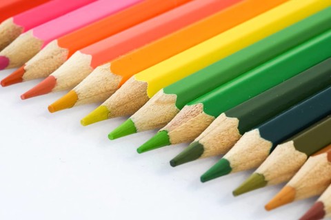 Netherlands, February 2022. Close up of colored pencils in different colors
