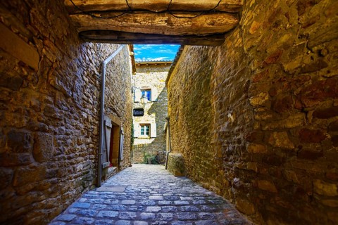 Oingt village in Beaujolais land and his small steet