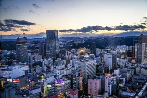 Streets of Miyagi Prefecture and Sendai (from the observatory of the AER). Shooting Location: