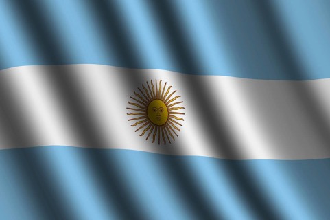 The Argentine flag flying in the wind