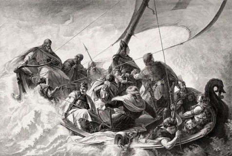 The legend of Charlemagne as a crusader in a boat to Jerusalem