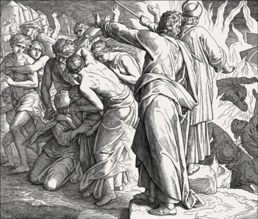 Korah's Rebellion, Old Testament, by Julius Schnorr von Carolsfeld, 1860
