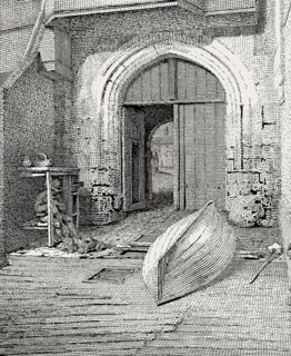 Water gate New Palace Yard, seen from the river, Westminster, London, 1805