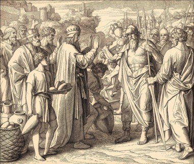 Abram and Melchizedek, king of Salem, Old Testament, by Julius Schnorr von Carolsfeld, 1860