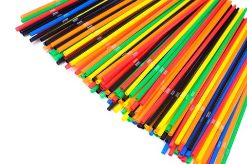 A lot of new colourful drinking straws