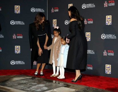 Vanessa Bryant, Natalia Diamante Bryant, Capri Kobe Bryant and Bianka Bella Bryant at Kobe Bryant