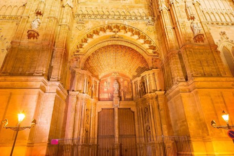 Palma de Mallorca Cathedral Seu sunset in Majorca Balearic islands of Spain