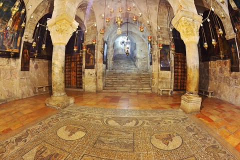 Jerusalem - September 3: Hall of the Holy Sepulchre in September 3, 2012 in Jerusalem. The hall in