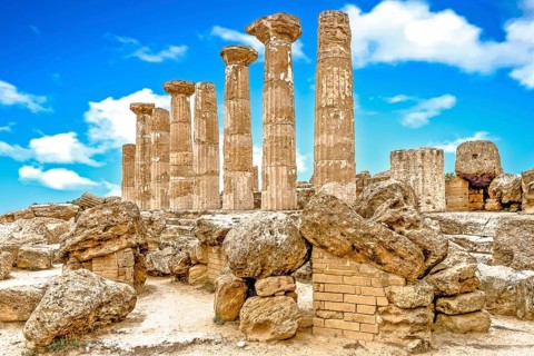 Temple of Heracles in the Valley of the Temples of Agrigento in Sicily 500 BC