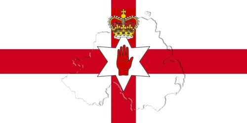 Northern Ireland Ulster Banner. Flag With Map On It 3D illustration