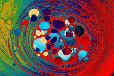 Beautiful abstract art of Ebru marbling painting techniques on water with paints