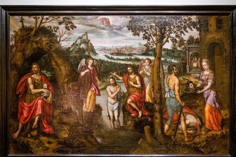 Preaching in the desert, baptism of Christ and beheading of Saint John the Baptist, 16th century,