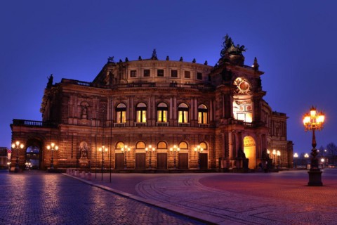 View over the theatre square to the Semper Opera House. View over the Theatre square to the Semper