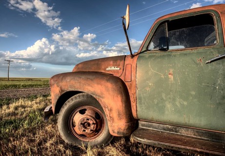 Vintage Farm Trucks Saskatchewan Canada weathered and old