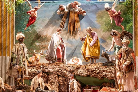 VENARIA REALE, ITALY, Circa January 2022: Italian crib, named presepe, with nativity. Traditional