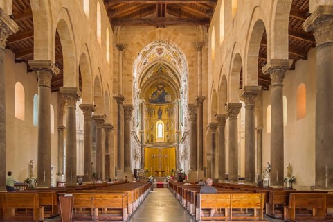 Interieur view of Cefalu Cathedral in the city of the same name in northern Sicily