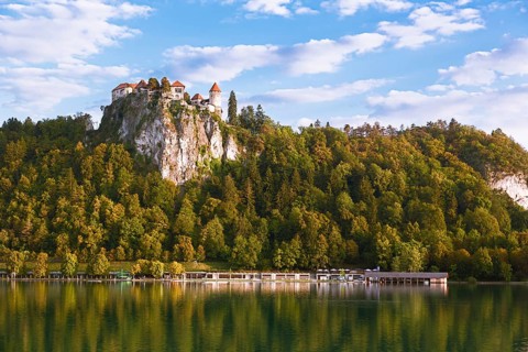 Bled Castle with Lake Bled, Slovenia, Europe