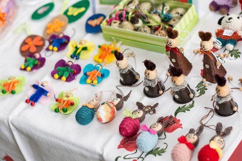 Various handmade Easter decorations ready for sale