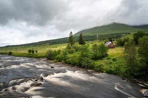 The bridge of orchy river in Argyll and Bute in the central highlands of Scotland, United Kingdom.