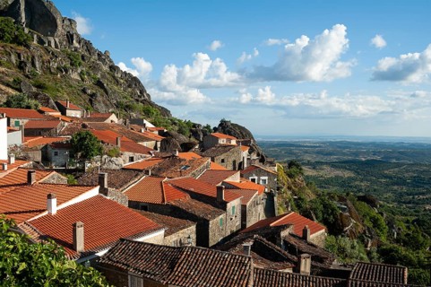 12.06.2018, Monsanto, Portugal, Europe, A view from above of the Portuguese mountain village of