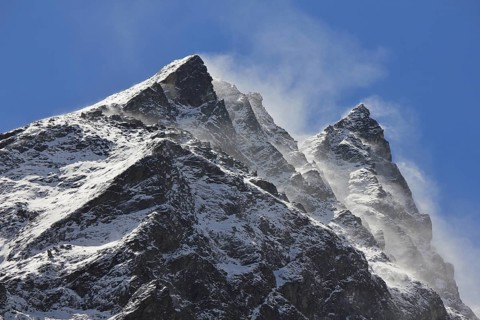 Windy day in the Langtang valley, Nepal, Asia
