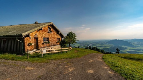 Sunrise hike at Immenstadt in Allgau to the summit of Mittag at the Nagelfluhkette