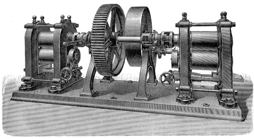 Historical illustration, machine for coin production, prerefiner, pre-roller, 1896, historische