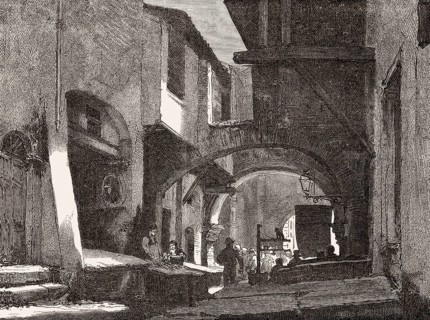 Old Roman Fish Market, La Pescheria, via del Portico d'Ottavia, Rome, Jewish Ghetto, Italy, 19th