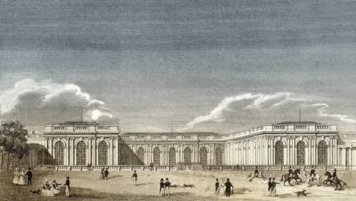 The Grand Trianon, Domain of Versailles, near Paris, antique steel engraved print, 1831