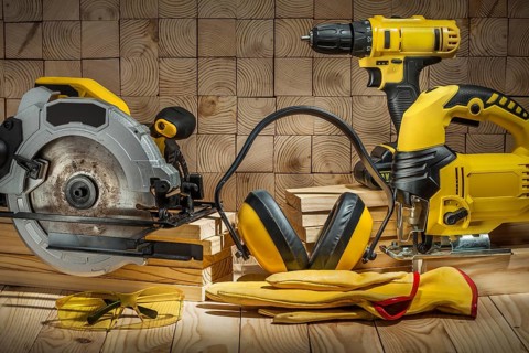 Construction carpentry tools electric corded circular saw jigsaw cordless drill earphones gloves