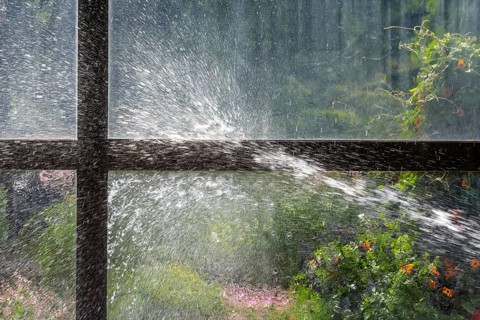 Water on glass wall