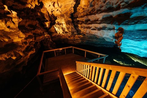 The iconic and popular Engelbrecht Cave system which is a sinkhole underneath Mt Gambier CBD in