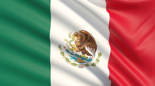 Flag of Mexico. Waved highly detailed fabric texture